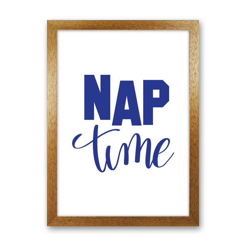 Nap Time Navy Framed Typography Wall Art Print Oak Grain
