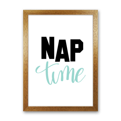 Nap Time Black And Mint Framed Typography Wall Art Print Oak Grain