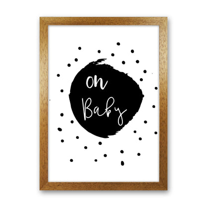 Oh Baby Black Framed Typography Wall Art Print Oak Grain