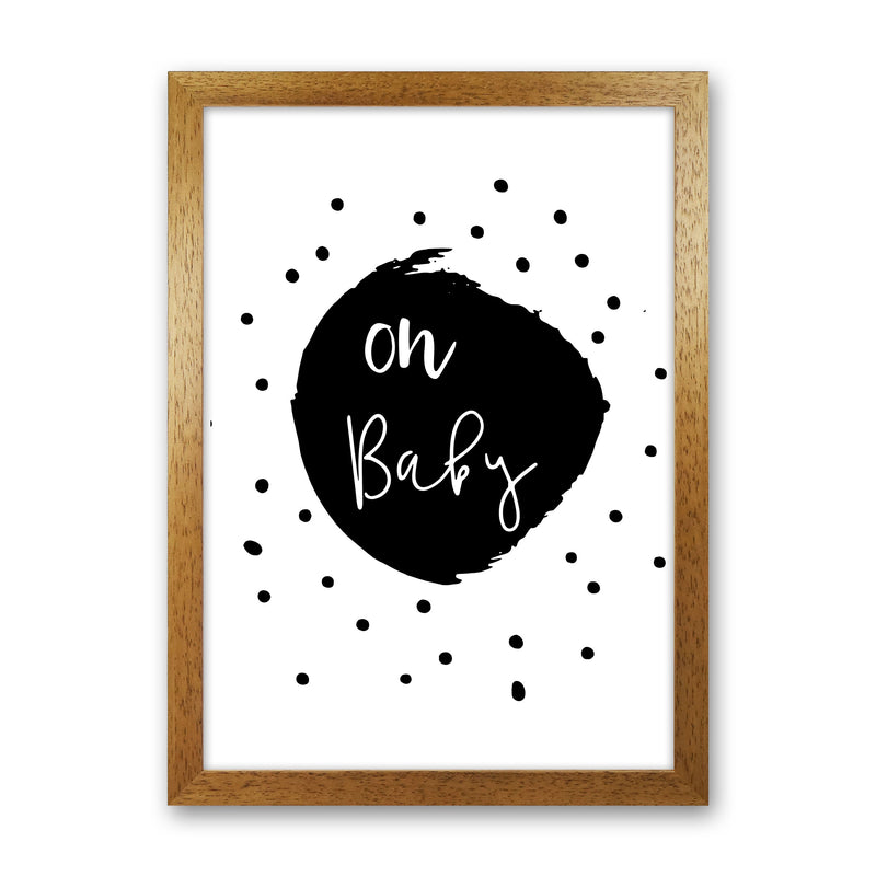 Oh Baby Black Framed Typography Wall Art Print Oak Grain