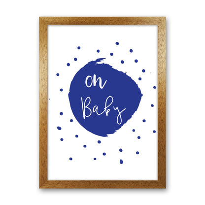 Oh Baby Navy Framed Typography Wall Art Print Oak Grain