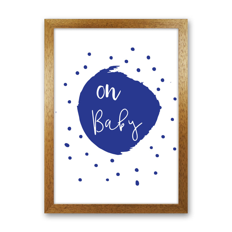 Oh Baby Navy Framed Typography Wall Art Print Oak Grain