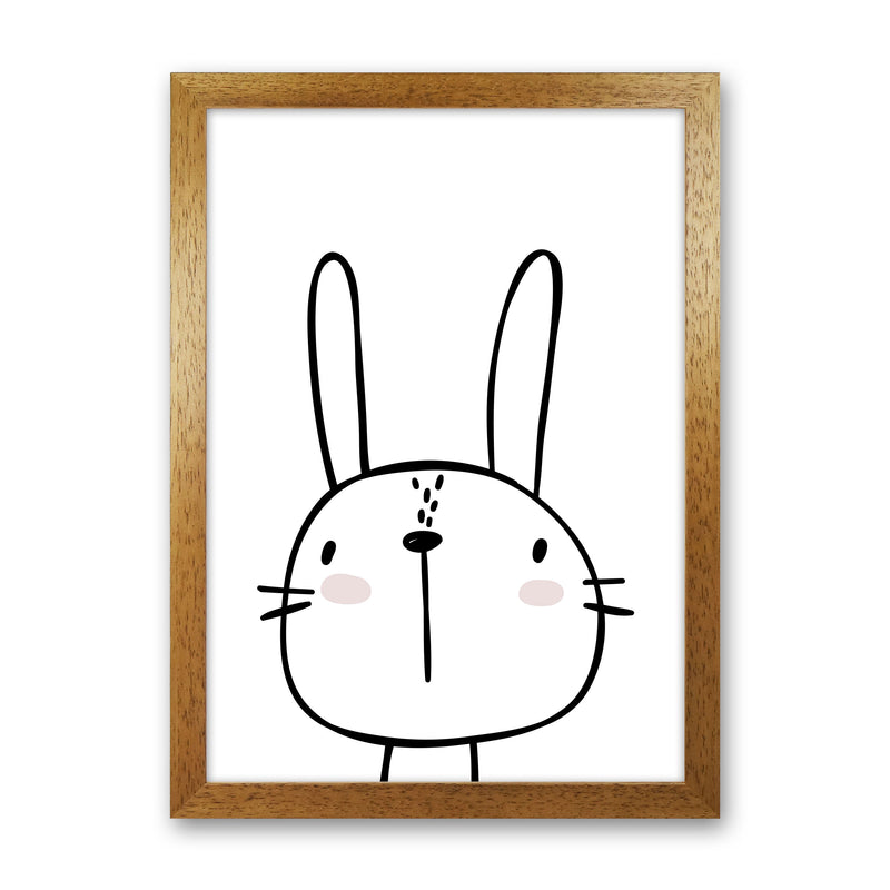 White Bunny Modern Print, Animal Art Print Oak Grain