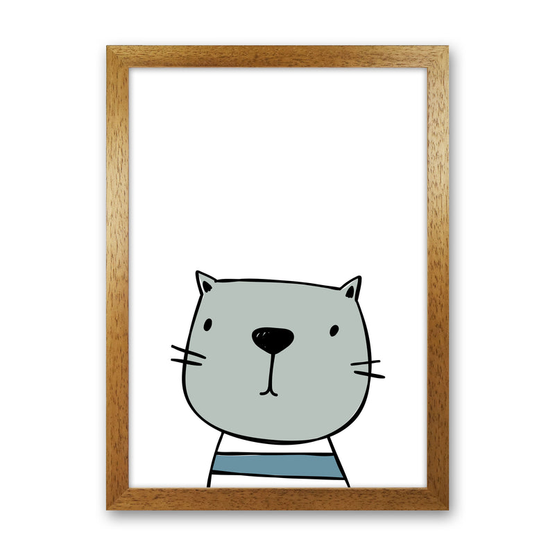 Cat Modern Print Animal Art Print Oak Grain