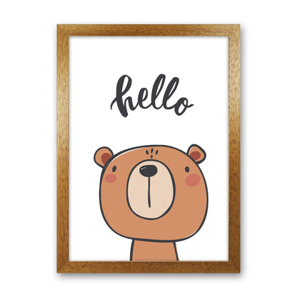 Hello Bear Modern Print Animal Art Print Oak Grain