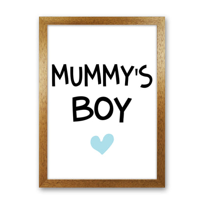 Mummy&#39;s Boy Blue Framed Nursey Wall Art Print Oak Grain