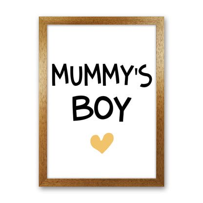 Mummy&#39;s Boy Mustard Framed Nursey Wall Art Print Oak Grain