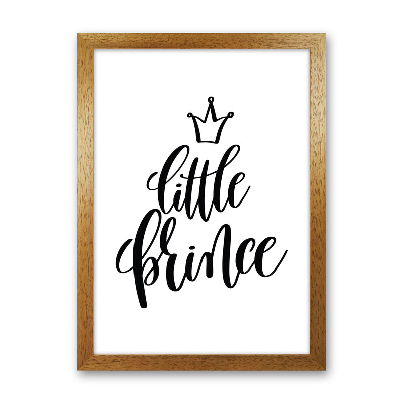 Little Prince Black Framed Nursey Wall Art Print Oak Grain