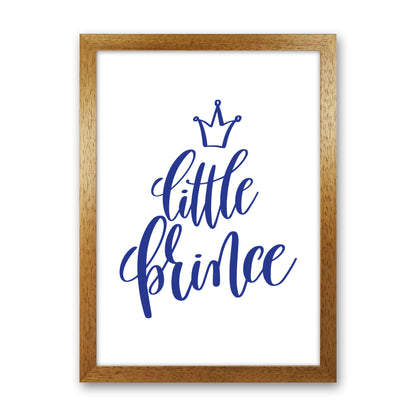 Little Prince Navy Framed Nursey Wall Art Print Oak Grain