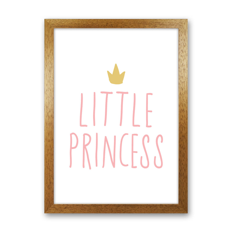 Little Princess Pink And Gold Framed Nursey Wall Art Print Oak Grain