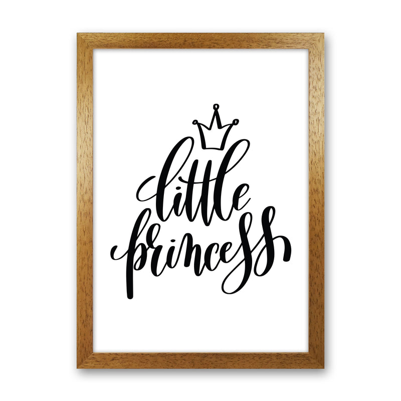 Little Princess Black Framed Nursey Wall Art Print Oak Grain