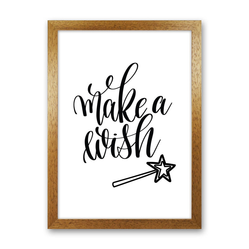 Make A Wish Black Framed Typography Wall Art Print Oak Grain