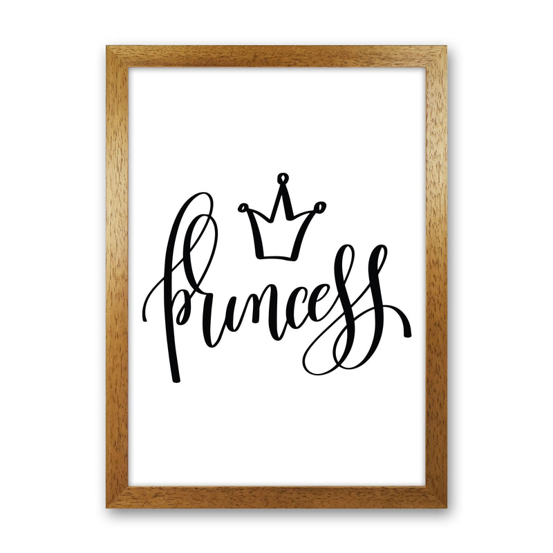 Princess Black Framed Nursey Wall Art Print Oak Grain