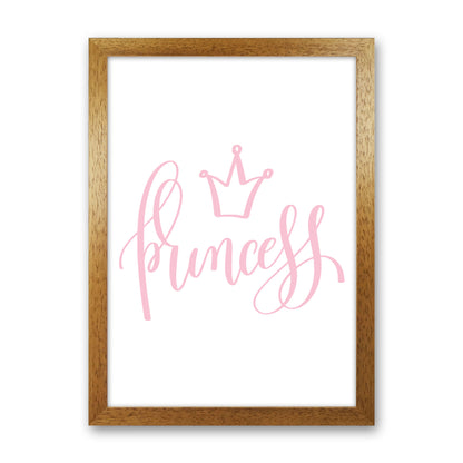 Princess Pink Framed Nursey Wall Art Print Oak Grain