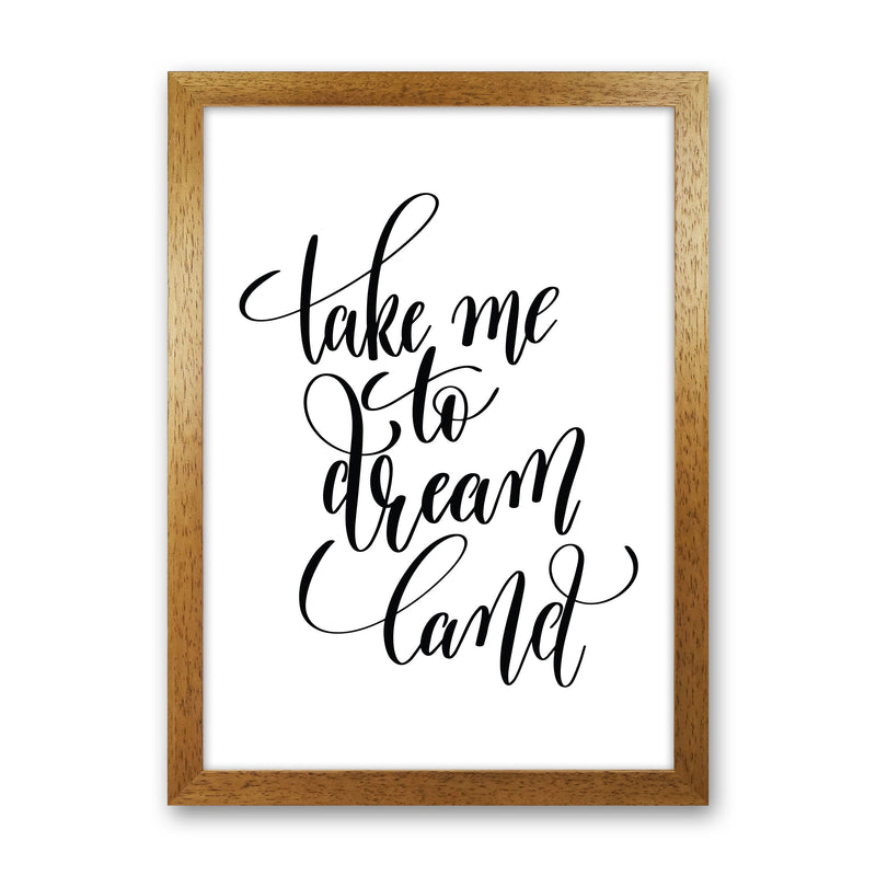 Take Me To Dream Land Black Modern Print Oak Grain