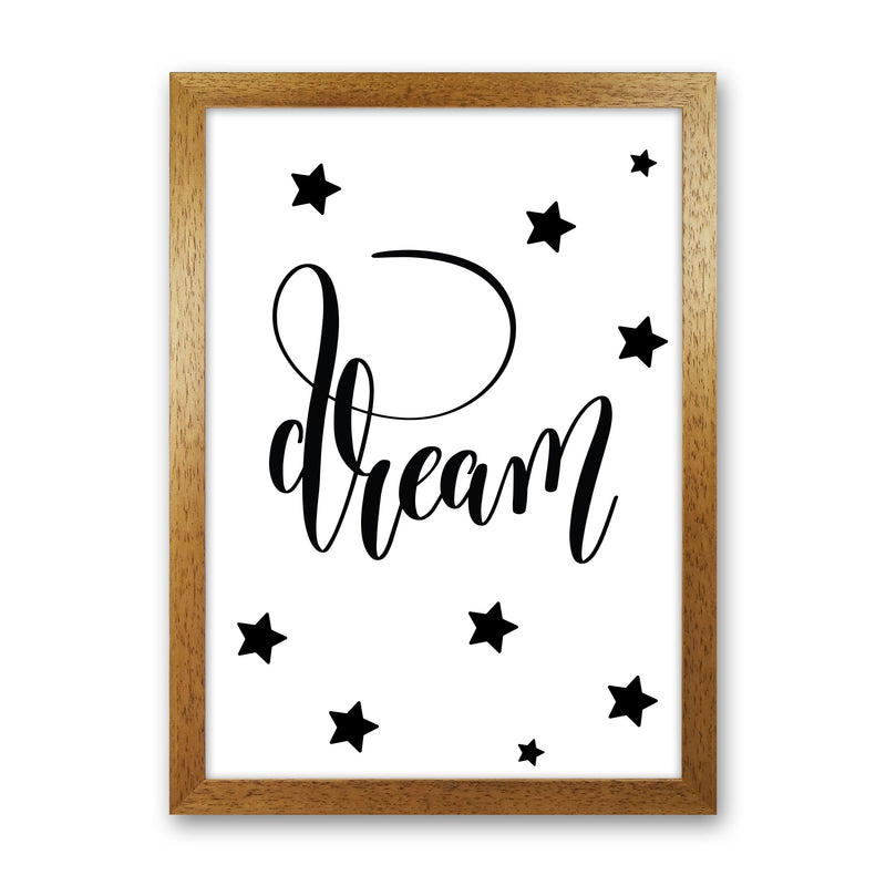 Dream Black Framed Typography Wall Art Print Oak Grain