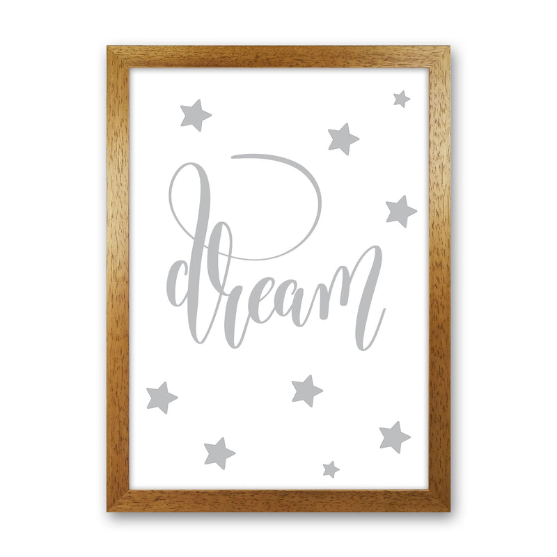 Dream Grey Framed Typography Wall Art Print Oak Grain