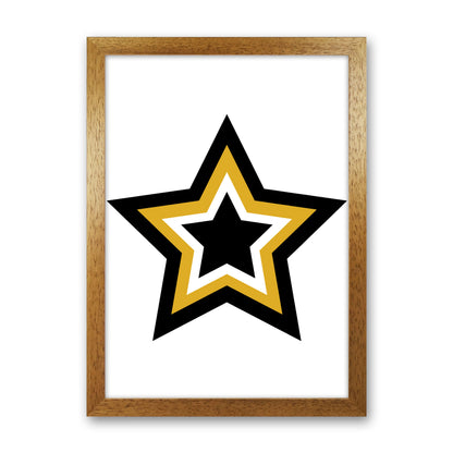 Mustard And Black Layered Star Modern Print Oak Grain