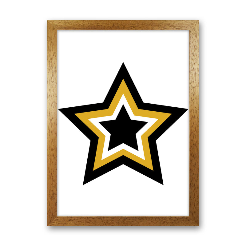 Mustard And Black Layered Star Modern Print Oak Grain