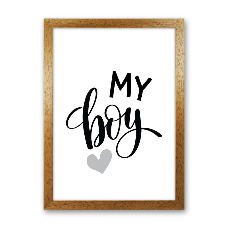 My Boy Black Framed Nursey Wall Art Print Oak Grain