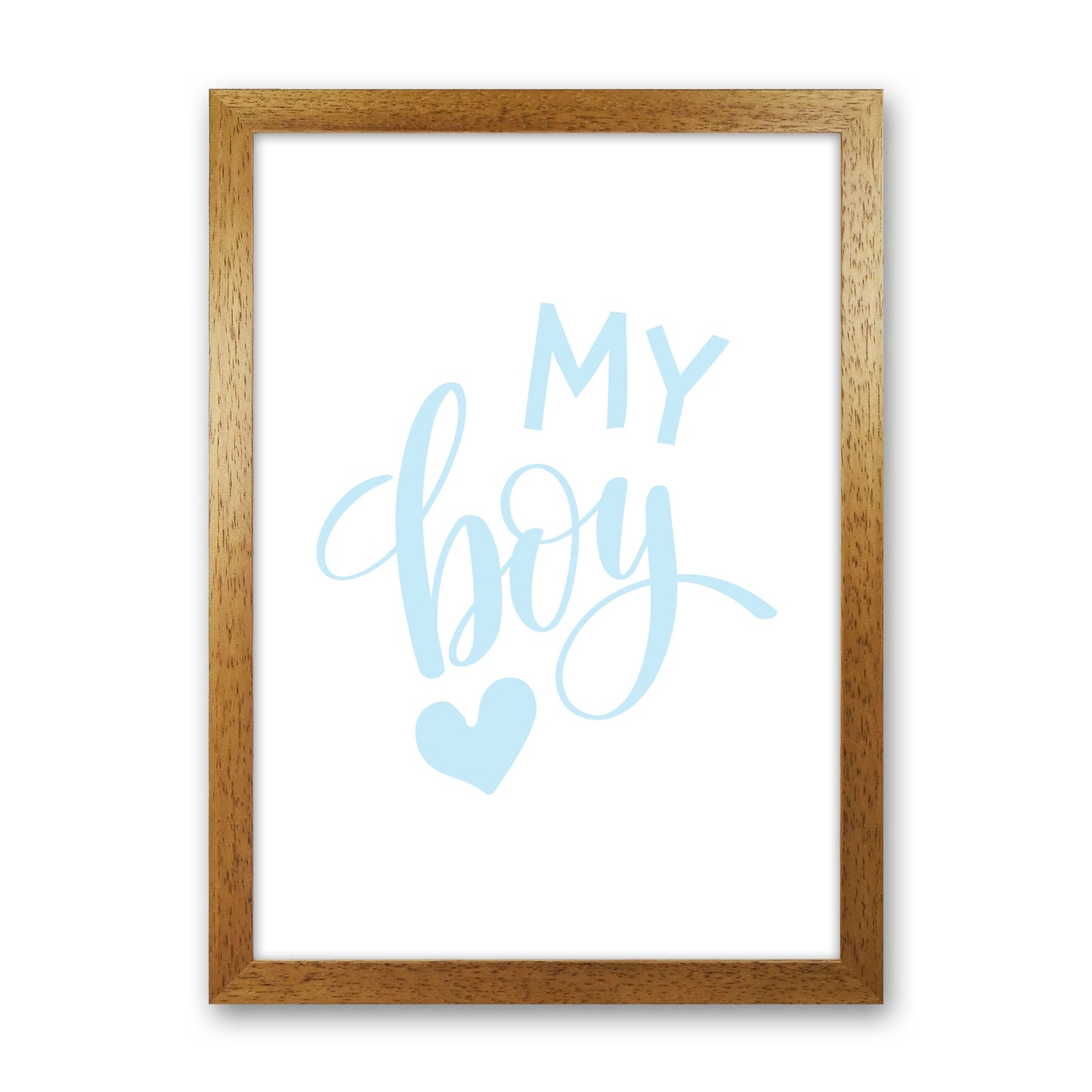 My Boy Blue Framed Nursey Wall Art Print Oak Grain