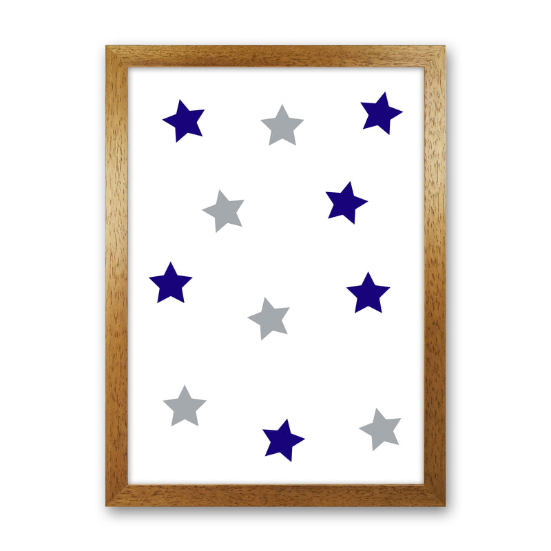 Navy And Grey Stars Modern Print Oak Grain