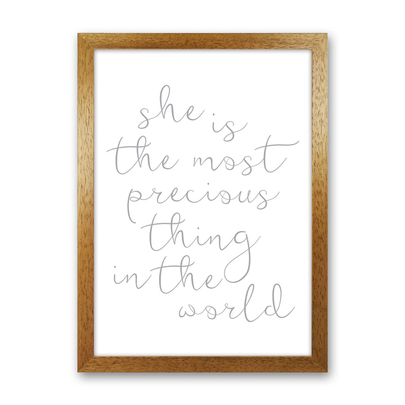 She Is The Most Precious Thing Grey Modern Print Oak Grain