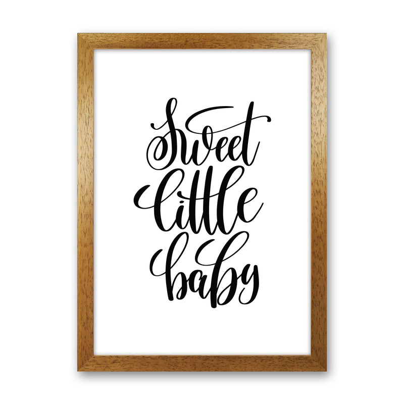 Sweet Little Baby Black Framed Nursey Wall Art Print Oak Grain