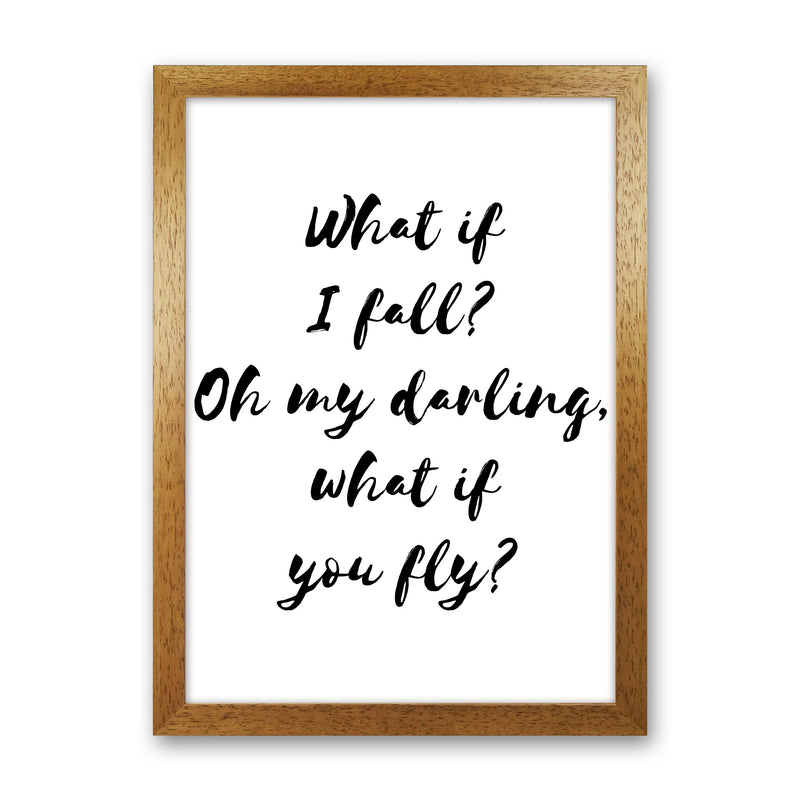 What If I Fall? Black Modern Print Oak Grain
