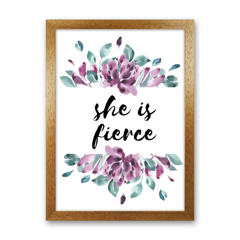 She Is Fierce Purple Floral Modern Print Oak Grain