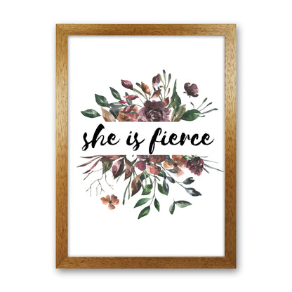 She Is Fierce Mixed Floral Modern Print Oak Grain