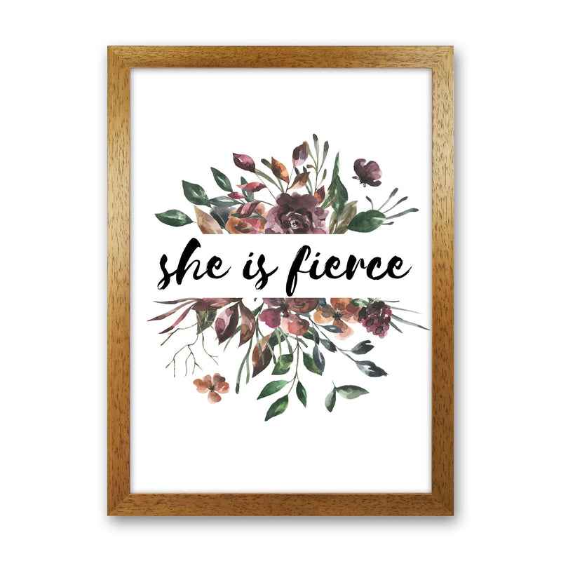 She Is Fierce Mixed Floral Modern Print Oak Grain