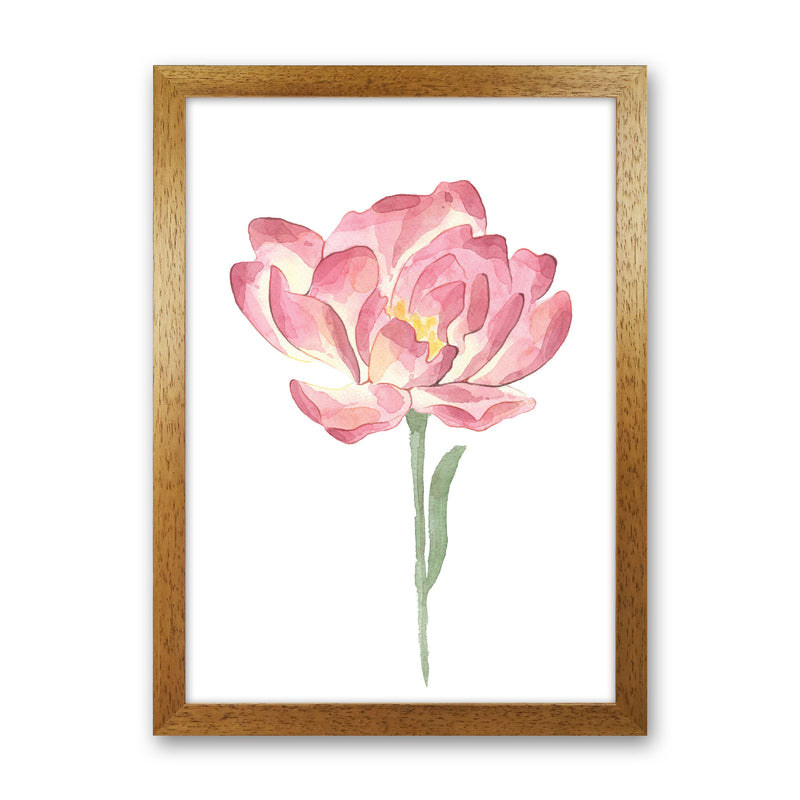 Pink Watercolour Flower Modern Print Oak Grain