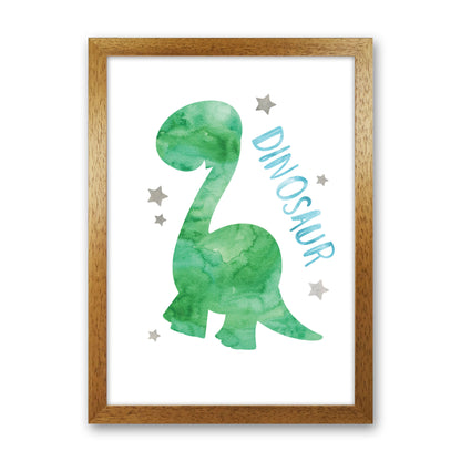 Dinosaur Watercolour Modern Print Oak Grain