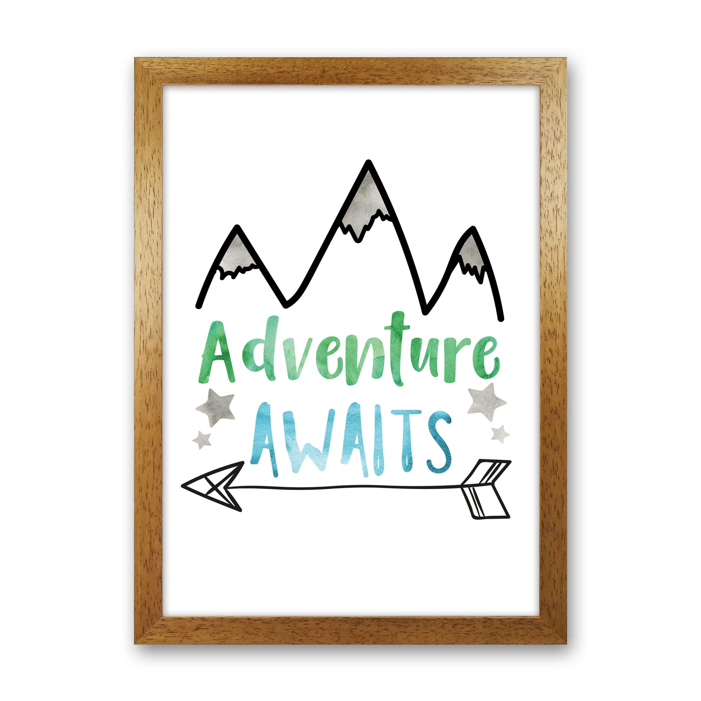 Adventure Awaits Watercolour Modern Print Oak Grain