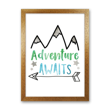 Adventure Awaits Watercolour Modern Print Oak Grain