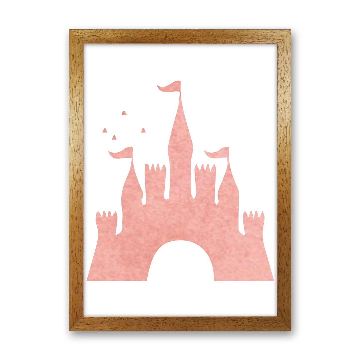 Peach Castle Watercolour Modern Print Oak Grain