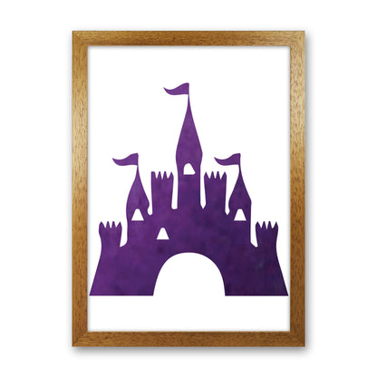 Purple Castle Watercolour Modern Print Oak Grain