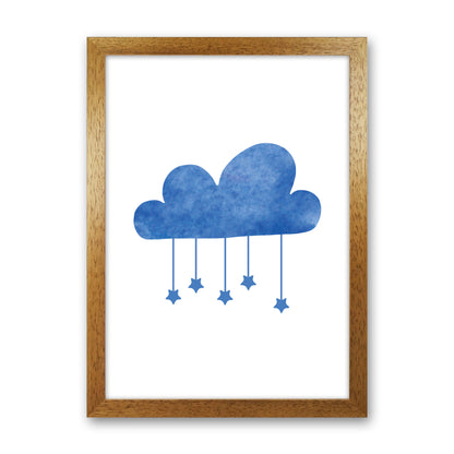 Blue Cloud Watercolour Modern Print Oak Grain