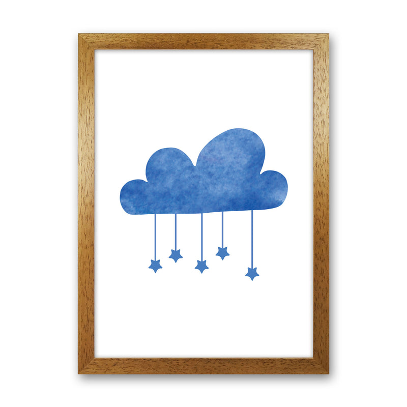Blue Cloud Watercolour Modern Print Oak Grain
