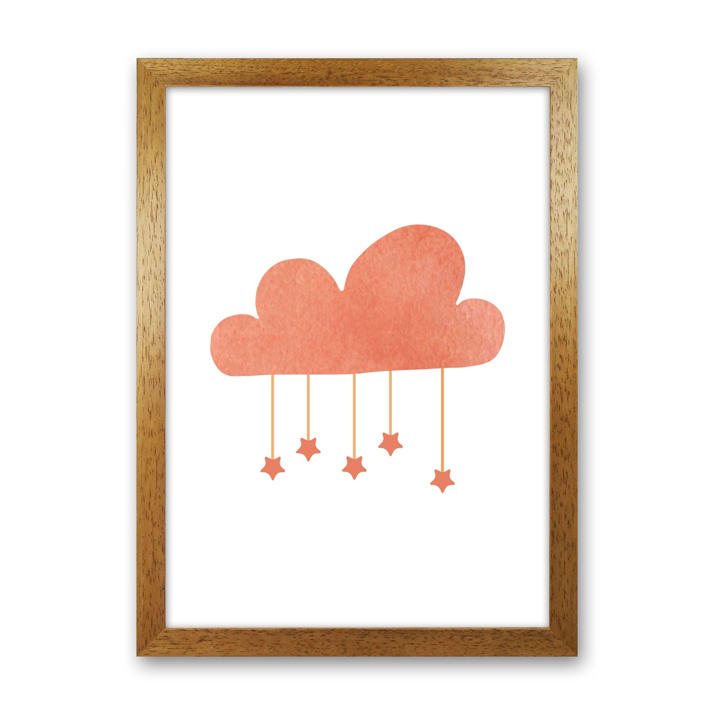 Peach Cloud Watercolour Modern Print Oak Grain