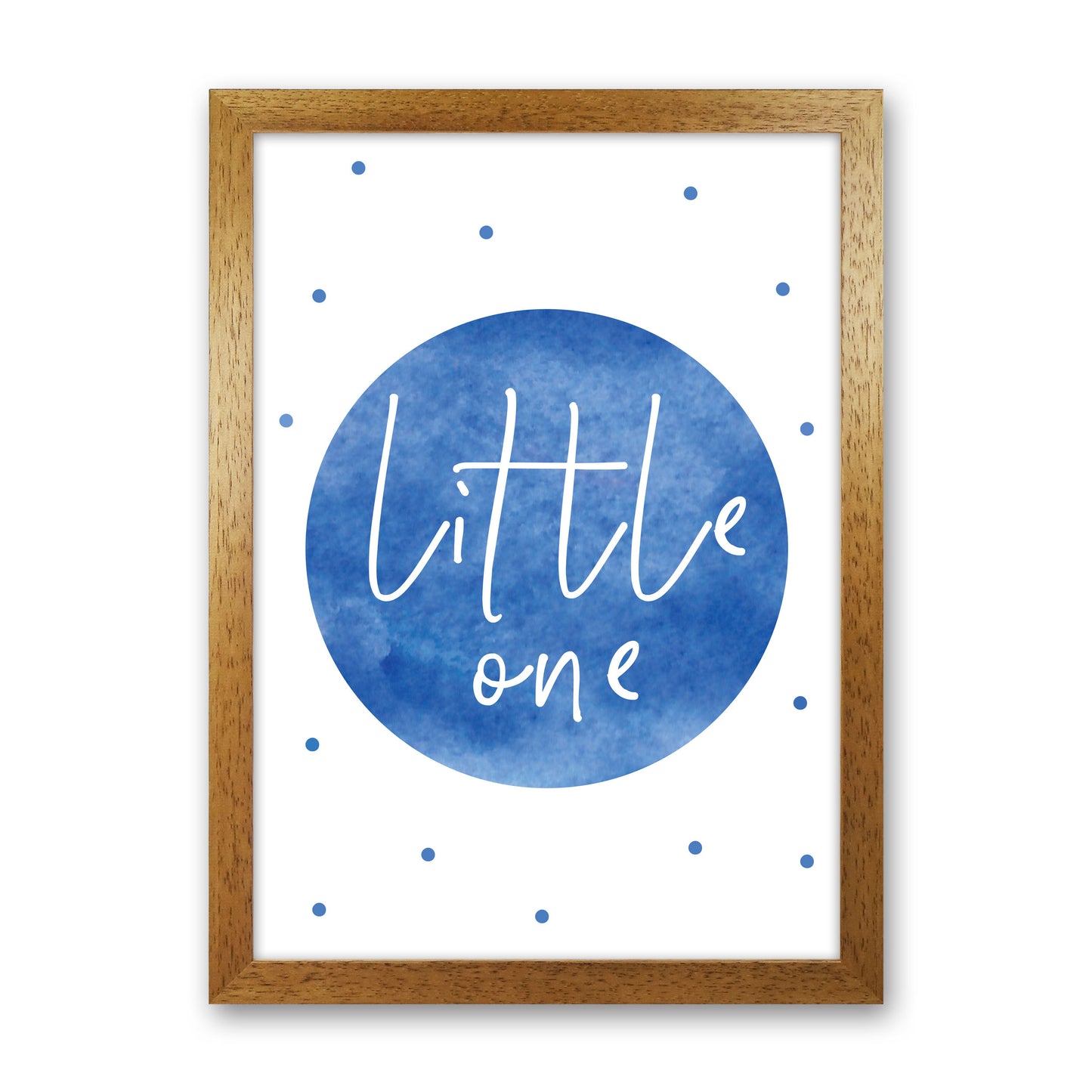 Little One Blue Watercolour Modern Print Oak Grain