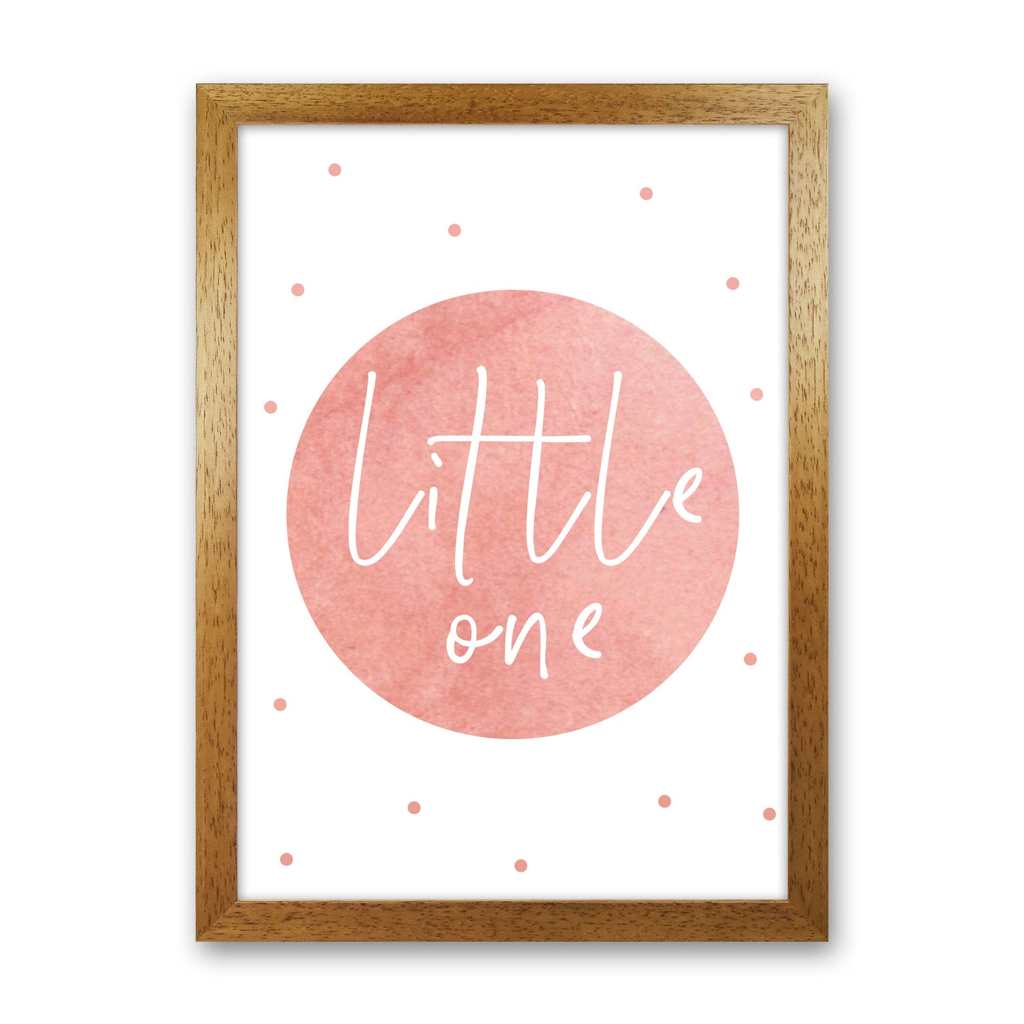 Little One Peach Watercolour Modern Print Oak Grain