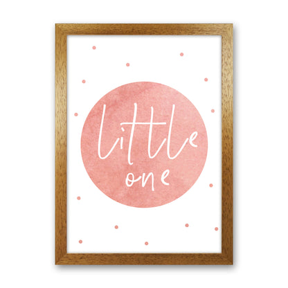 Little One Peach Watercolour Modern Print Oak Grain