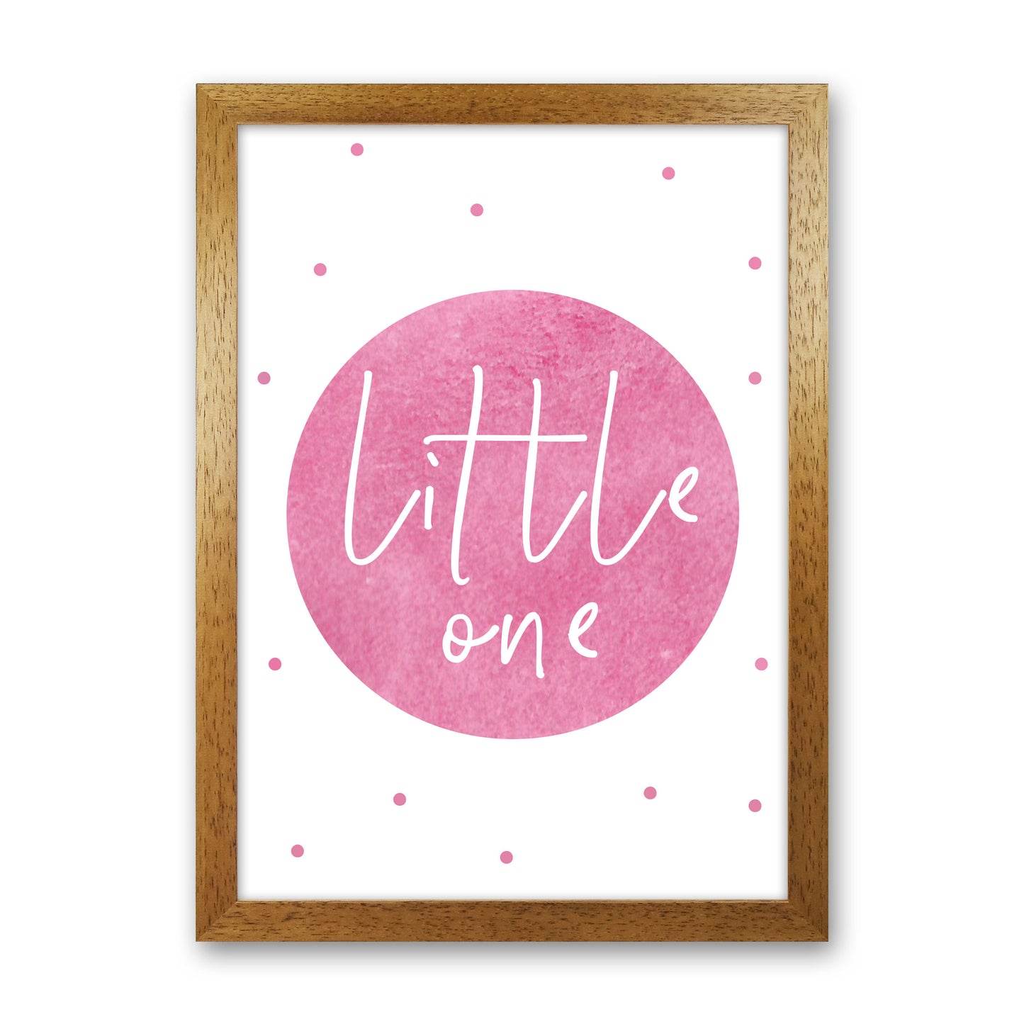 Little One Pink Watercolour Modern Print Oak Grain