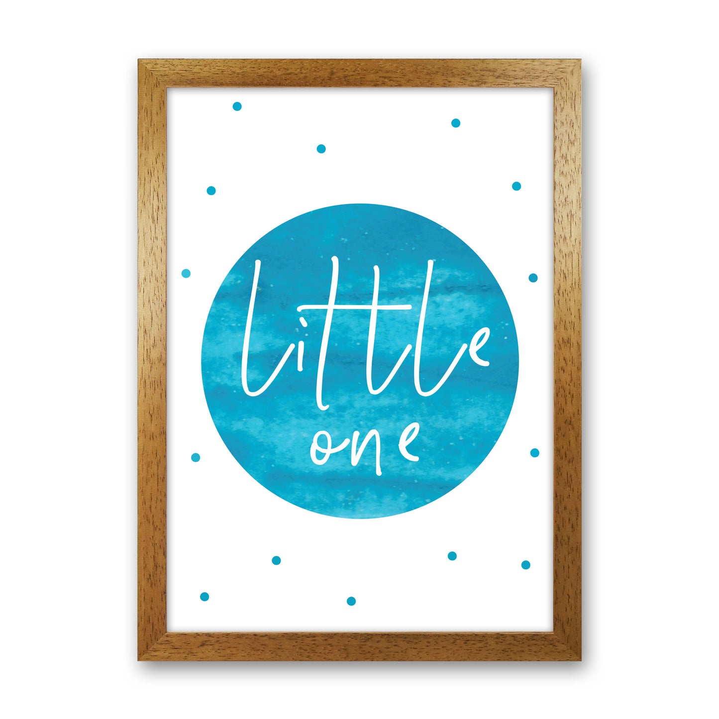 Little One Turquoise Watercolour Modern Print Oak Grain