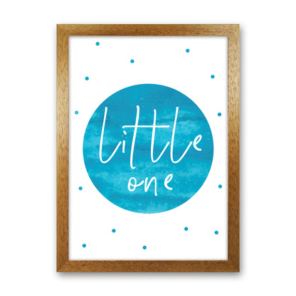 Little One Turquoise Watercolour Modern Print Oak Grain