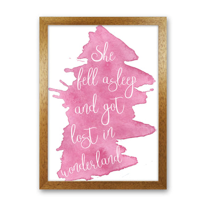 Wonderland Pink Watercolour Modern Print Oak Grain