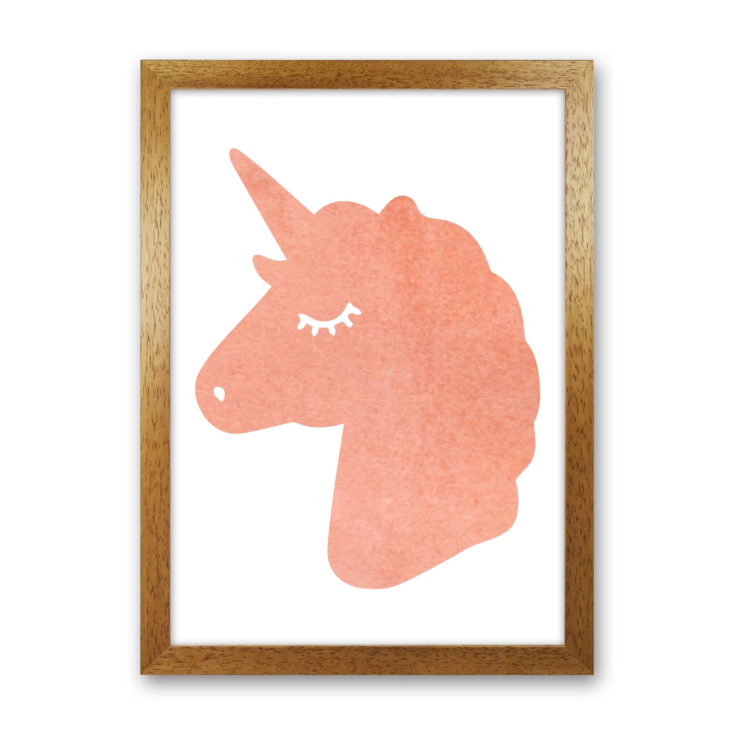Unicorn Peach Silhouette Watercolour Modern Print Oak Grain