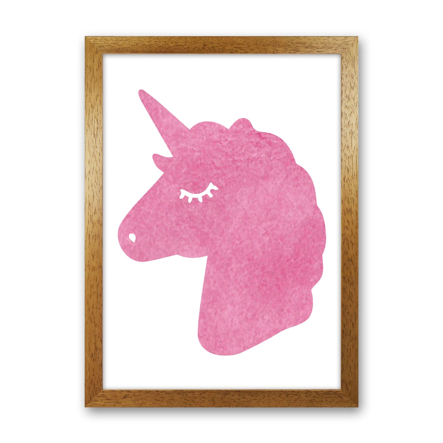 Unicorn Pink Silhouette Watercolour Modern Print Oak Grain